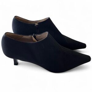 Sz 6 Y2K Vintage DKNY Pointed-Toe Black Kitten Heel Ankle Boots